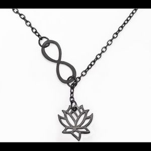 🤑3/$18 Infinity Lotus Lariat Pendant Necklace - Black